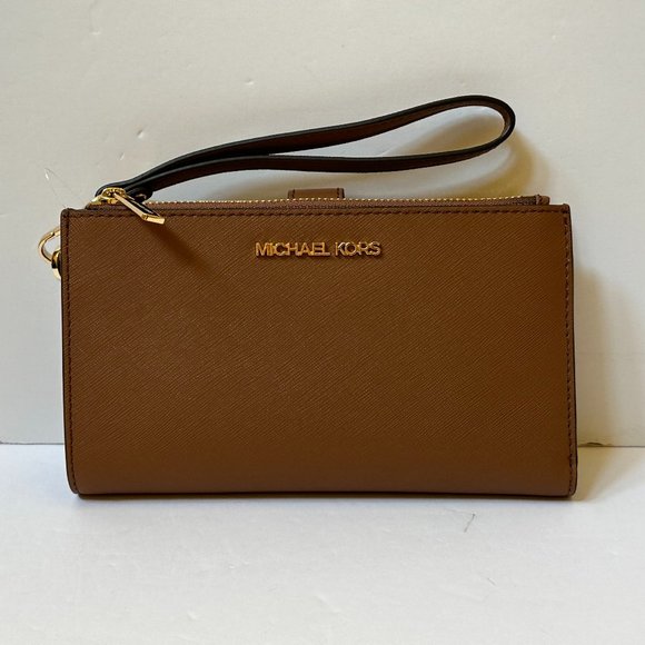 Michael Kors Charlotte Large Tote Shoulder Bag + Double Zip Wallet Set Luggage - Picture 5 of 10